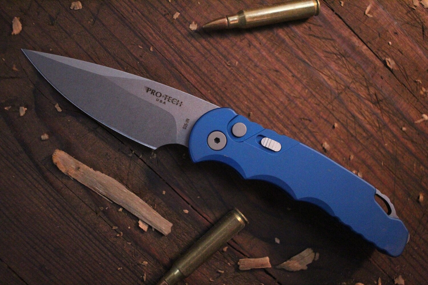 Pro-Tech T501 3.25&quot; Automatic Knife, Blue / Stone Wash