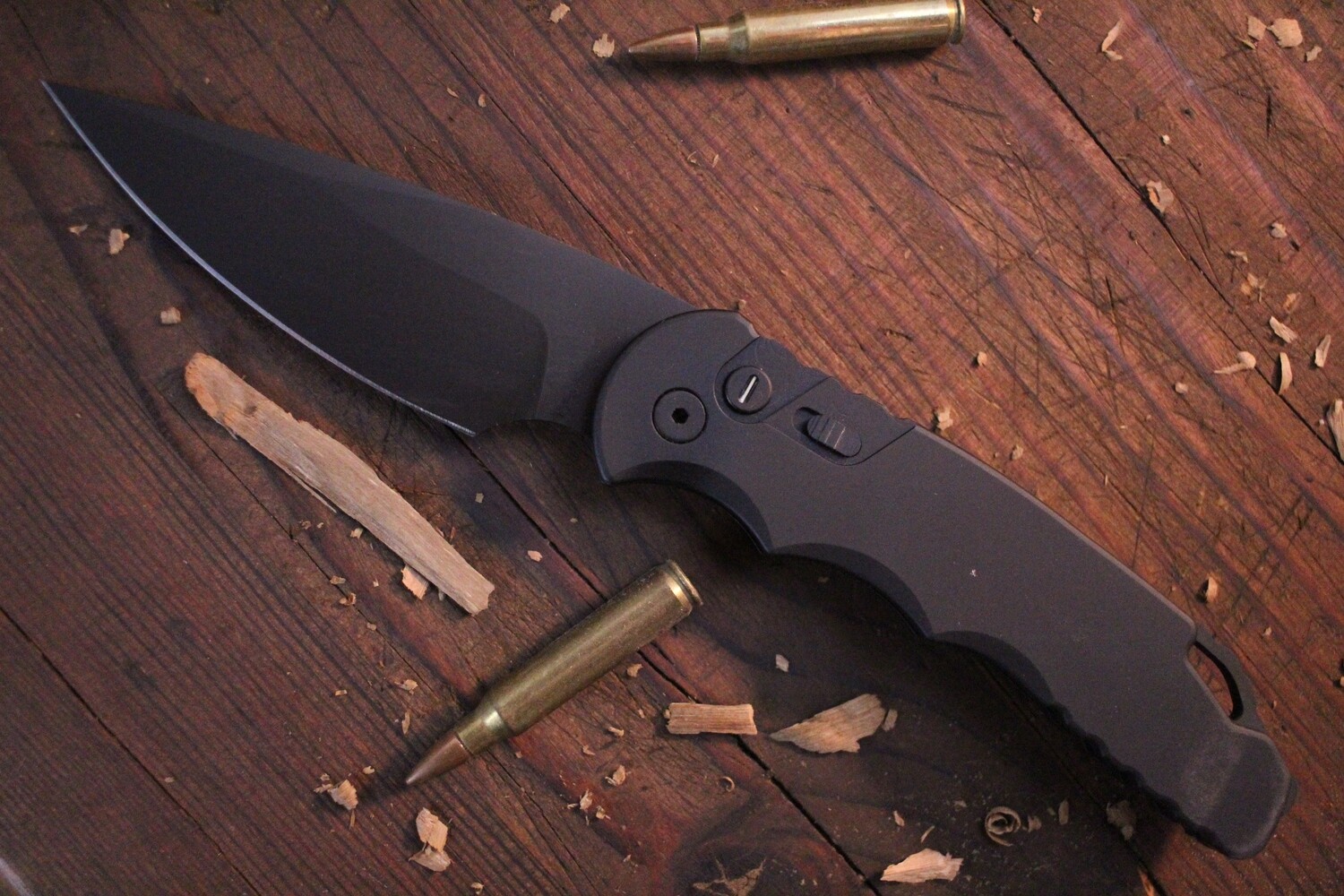 Pro-Tech TR-4.3 4&quot; Automatic Knife/ Black / Black / Tritium Button