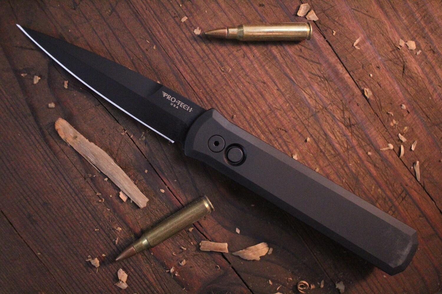 Pro-Tech Godfather 4&quot; Automatic Knife / Black / Satin 154CM