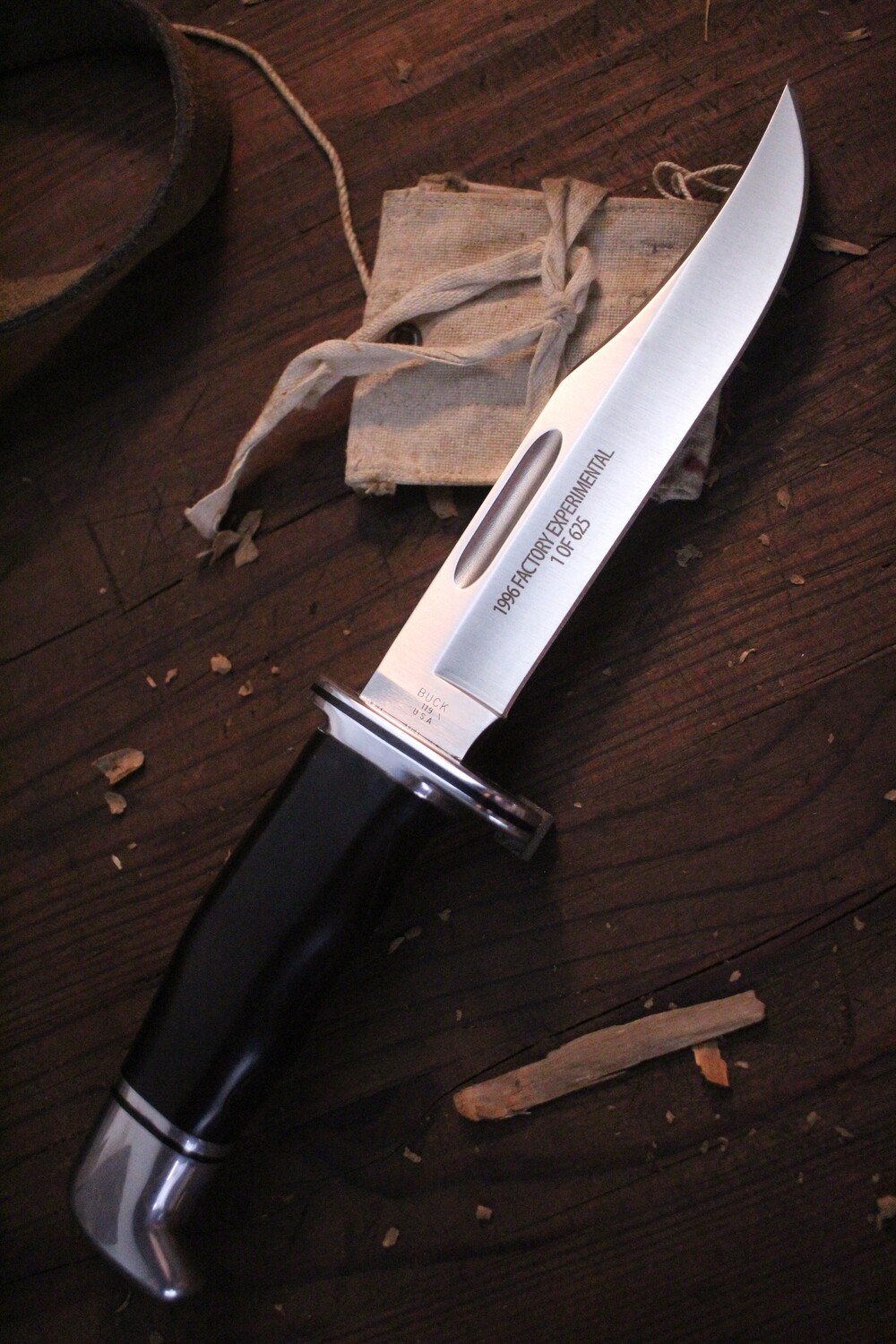 Buck Vintage 119 6&quot; Fixed Blade Knife, Black Delrin / Satin ( Pre Owned )