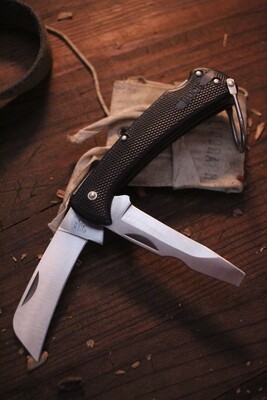 Buck Vintage Guildmaster II 2.75" Lockback Knife / Black Zytel / Satin Hawkbill & Electricians ( Pre Owned )