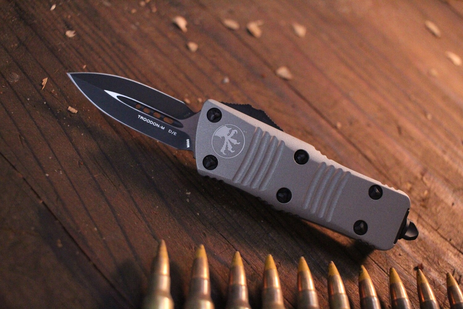 Microtech Mini Troodon 1.98&quot; OTF Automatic Knife / Titanium Grey / Black