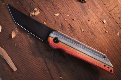 Jake Hoback Knives Radford 3.25" Golding Knife / Mexican Blanket G-Carta / DLC 20CV ( Pre Owned )