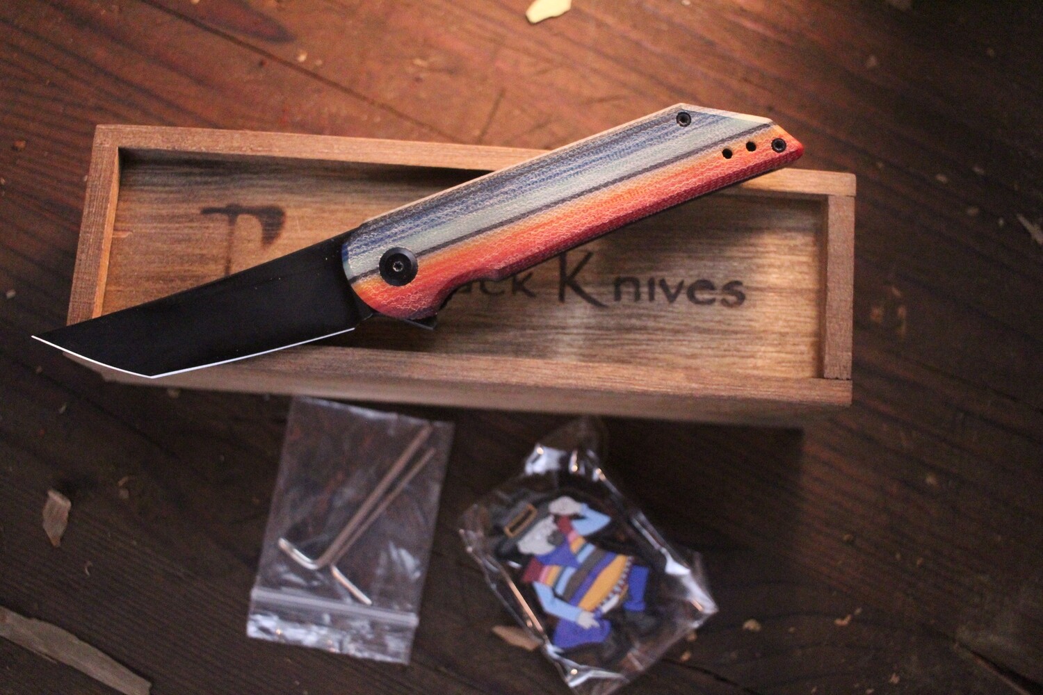 Jake Hoback Knives Radford 3.25&quot; Golding Knife / Mexican Blanket G-Carta / DLC 20CV ( Pre Owned )
