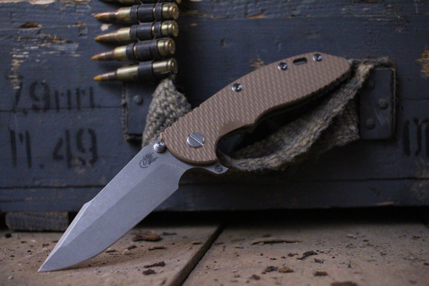 Hinderer Knives XM-18 3.5 Skinny Frame Lock Knife Working Finish &amp; Coyote G10 / 20CV / Harpoon Spanto ( Pre Owned )