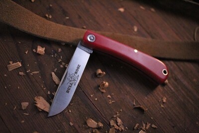 Great Eastern Cutlery Bull Nose 3" Slip Joint Knife / Red Linen Micarta / Satin 1095 ( Pre Owned )