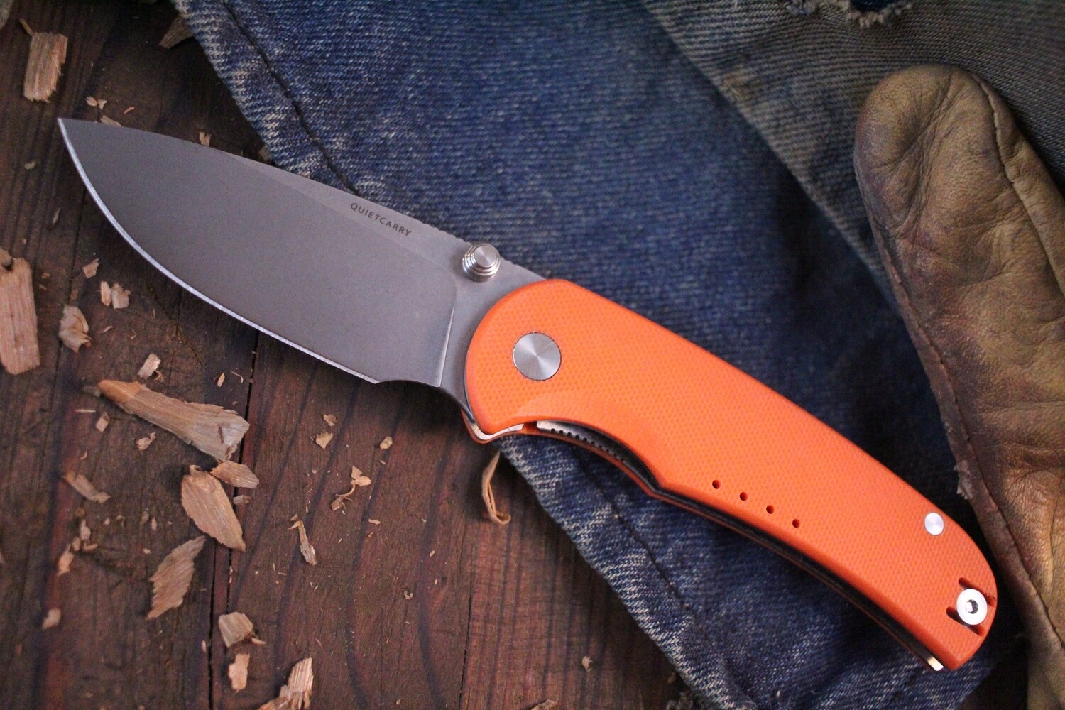 Quiet Carry The Drift 2.98&quot; Folding Knife / Orange G10 / Stonewashed Vanax Superclean ( Pre Owned )