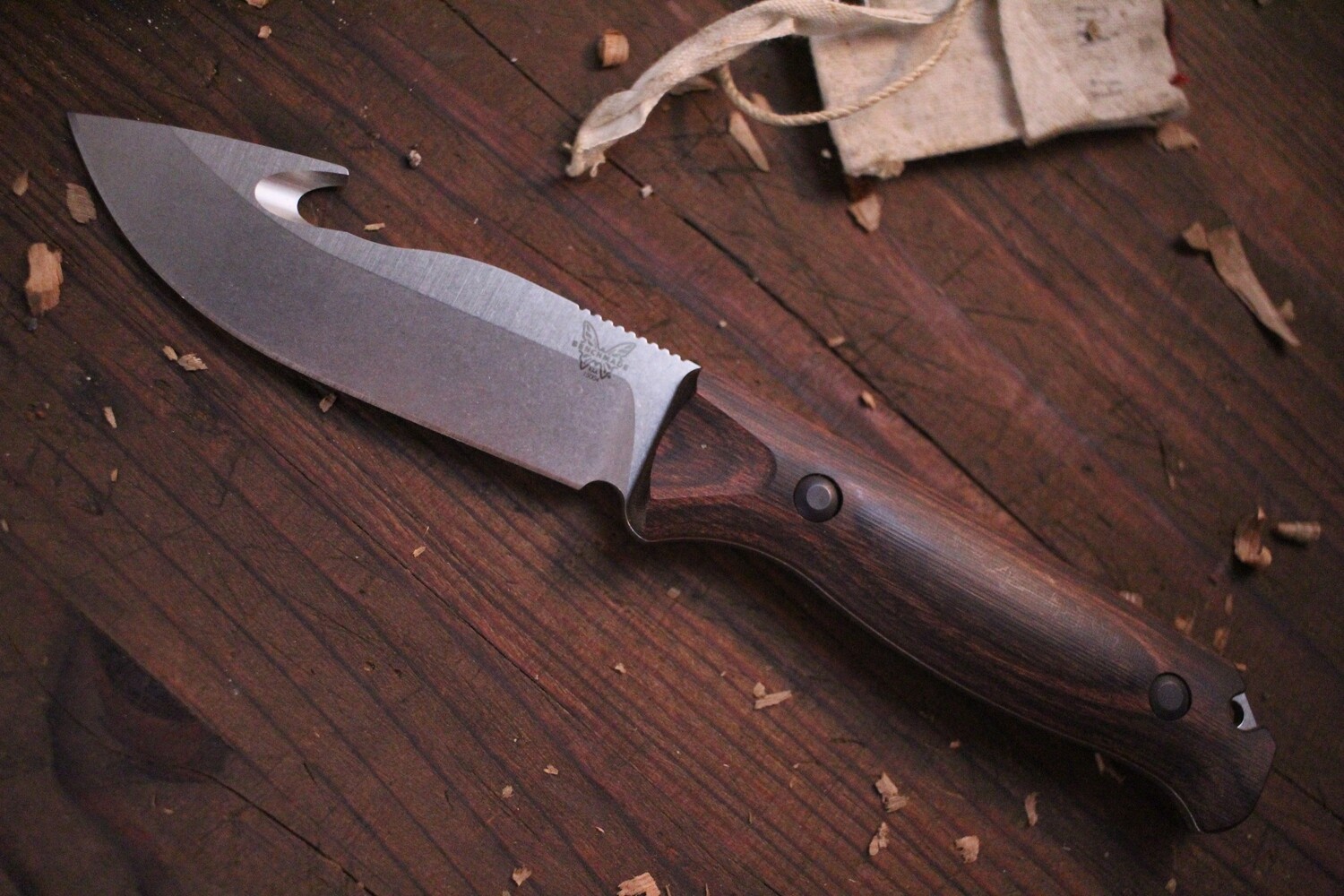 Benchmade Hunt Saddle Mountain Skinner 4.2&quot; Fixed Blade Knife / Dimond Wood / S30V / Gut Hook ( Prototype )