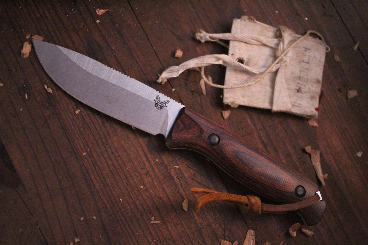 Benchmade Hunt Saddle Mountain 4.2&quot; Skinner Fixed Blade Knife / Dimond Wood / S30V ( Pre Owned )