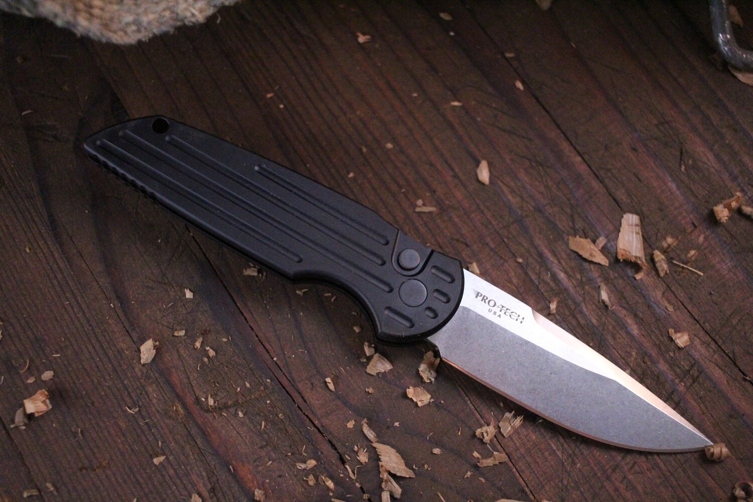Pro-Tech TR-3 L-1 3.5 Automatic Knife / Black / Black / Satin 154CM ( Pre Owned )