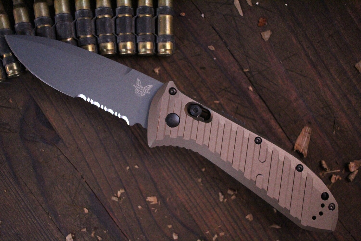 Benchmade Auto Presidio II 3.7&quot; Automatic AXIS Knife / Gray Serrated / Bronze ( Prototype )