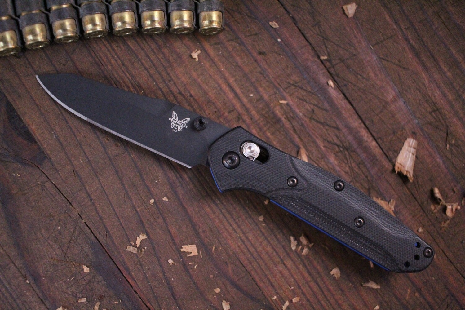 Benchmade Mini Osborne 2.9&quot; Folding Knife / Black &amp; Blue G10 / Black ( Pre Owned )