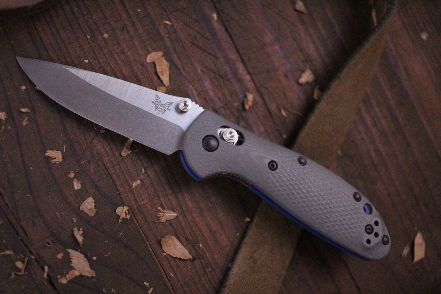 Benchmade Mini Griptilian 2.91" AXIS Lock Knife / Satin / Gray-Blue G10 / 20CV ( Discontinued )