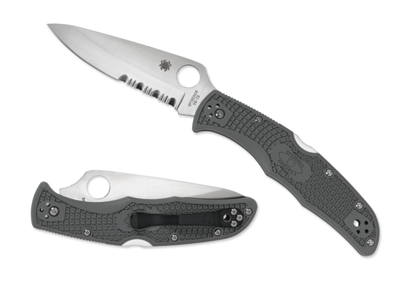Spyderco Endura 4 3.75&quot; Flat Saber Ground Knife, Green FRN / Satin Partial Serration