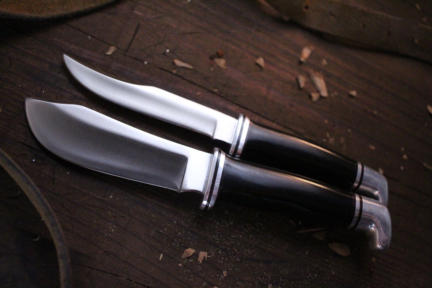 Buck Vintage 104 Twin Fixed Blade Set / Black Phenolic / Satin ( Pre Owned )