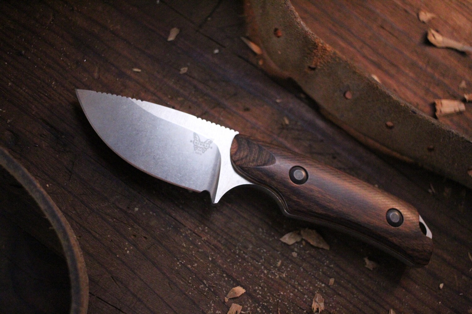 Benchmade Hidden Canyon 2.67&quot; Hunting Knife / Stonewash / Dark Wood ( Prototype ).