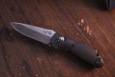 Benchmade Mini Griptilian 2.91&quot; AXIS Lock Knife / Black Grivory / Satin S30V
