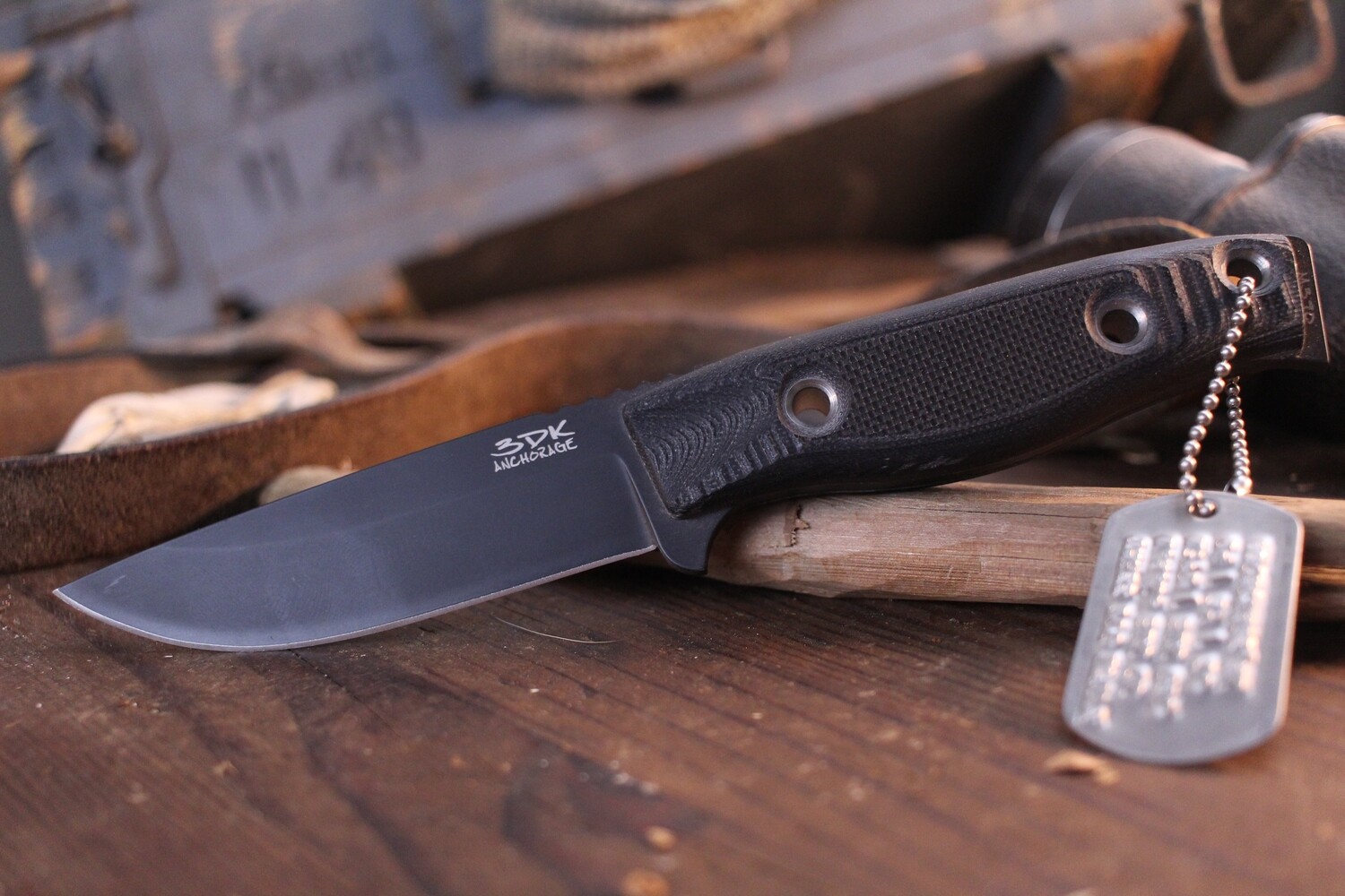 3DK MAK 4&quot; Fixed Drop Point, Black Cerakote M390 Blade / Black G10 Handle