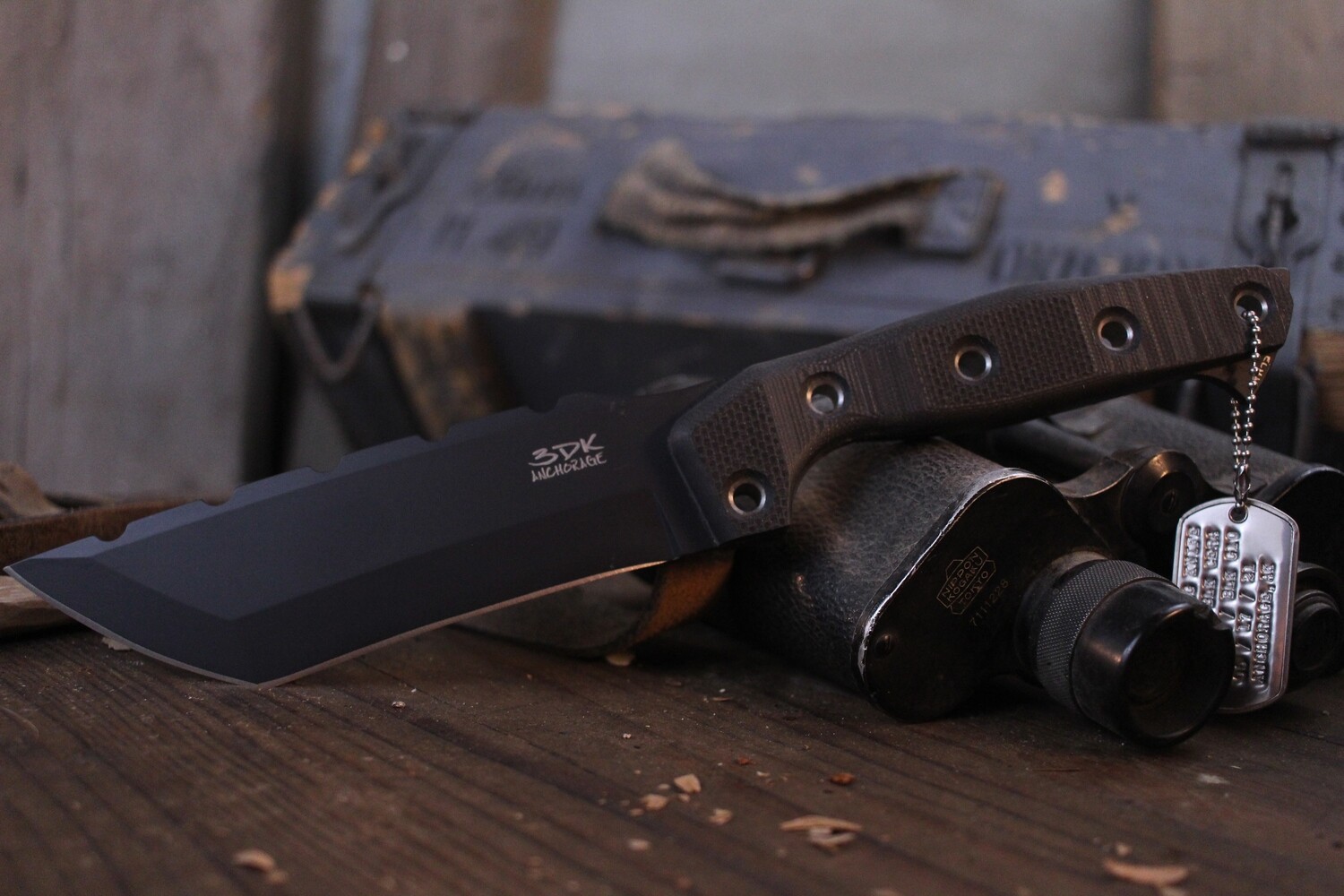 3DK Amuk 6&quot; Fixed Tanto Point, Black Cerakote Elmax Blade / Black G10 Handle