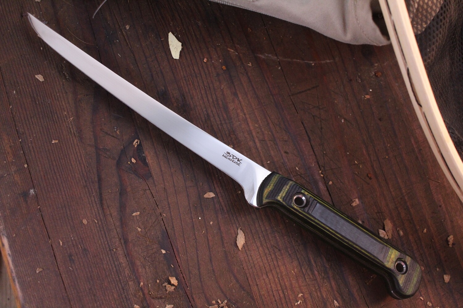 3DK Fisher 8&quot; Fillet Knife,  Black/Green Dymondwood