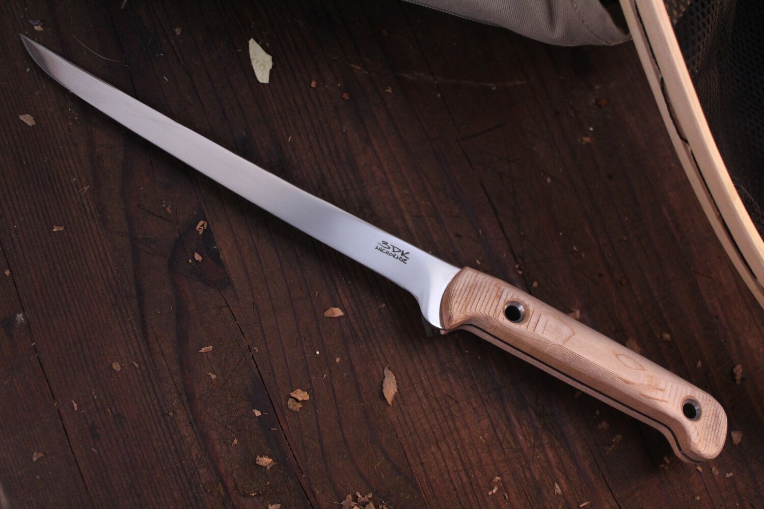 3DK Fisher 8&quot; Fillet Knife,  Maple Burl and Resin