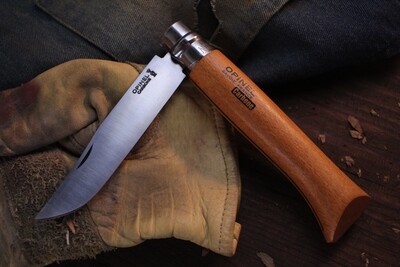 Opinel Knives No.12 4.75" Knife, Beechwood / Carbon Steel