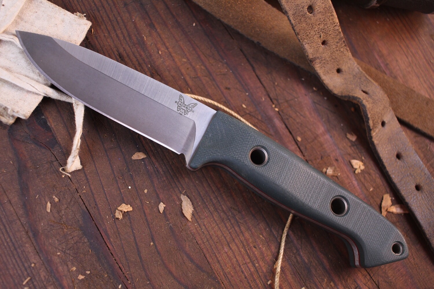 Benchmade Sibert Bushcrafter 4.43&quot; Fixed Blade / Green G-10 / Satin S30V ( Pre Owned )