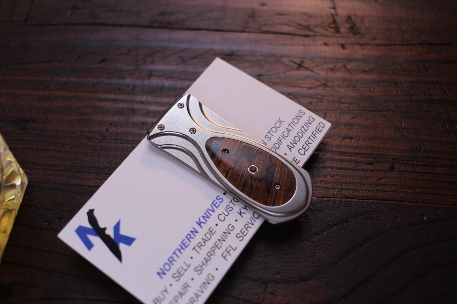 William Henry Studio M3 Zurich Beech Money Clip / Titanium &amp; Spalted Beech Wood