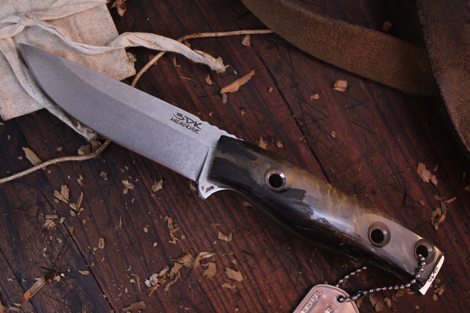 3DK MAK 4&quot; Fixed Drop Point, N690 Blade / Ebony &amp; Resin Handle