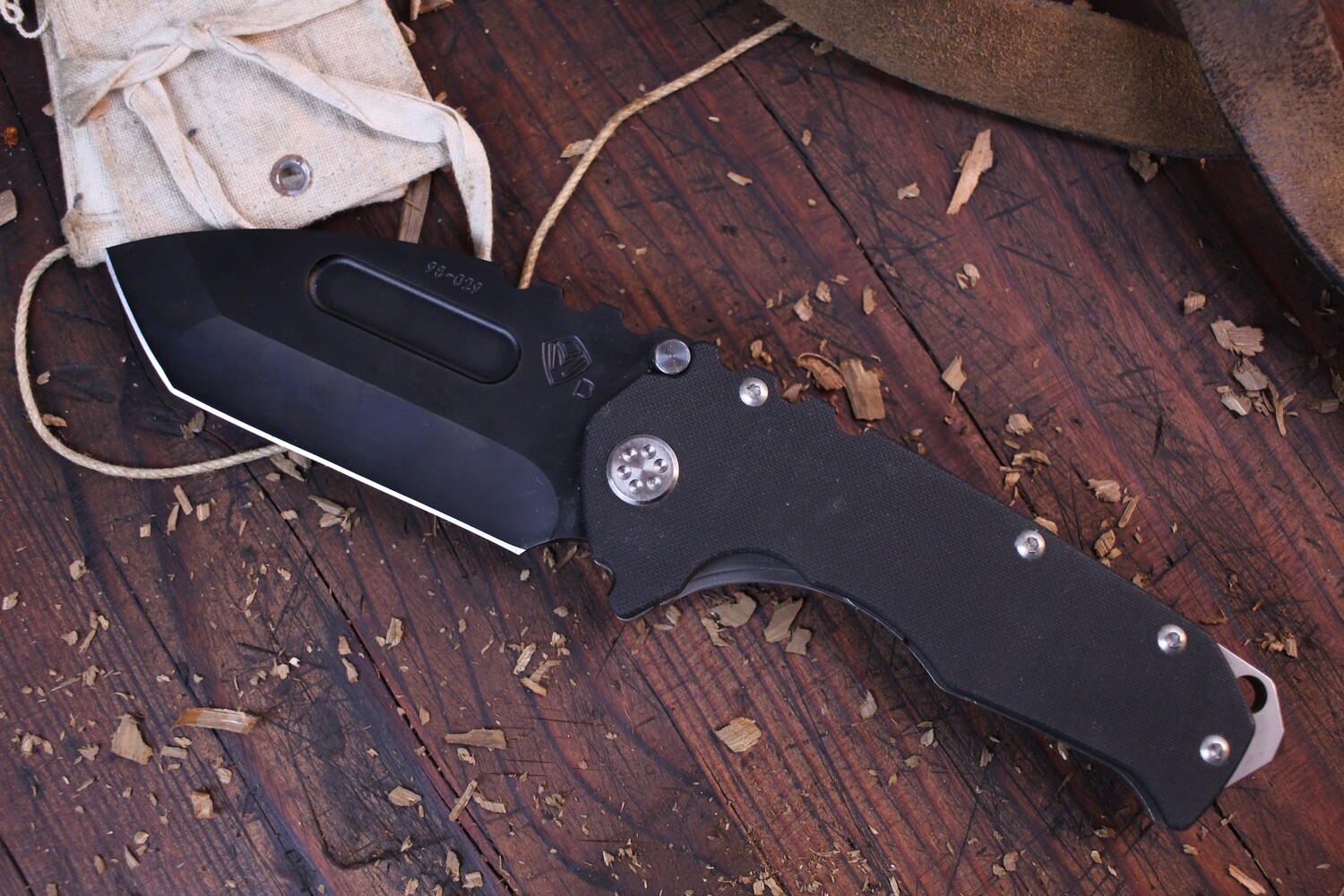 Medford Knife and Tool (MKT) Praetorian G 3.75&quot; Folding Knife, Black G10 / PVD Coated Tanto ( Pre Owned )