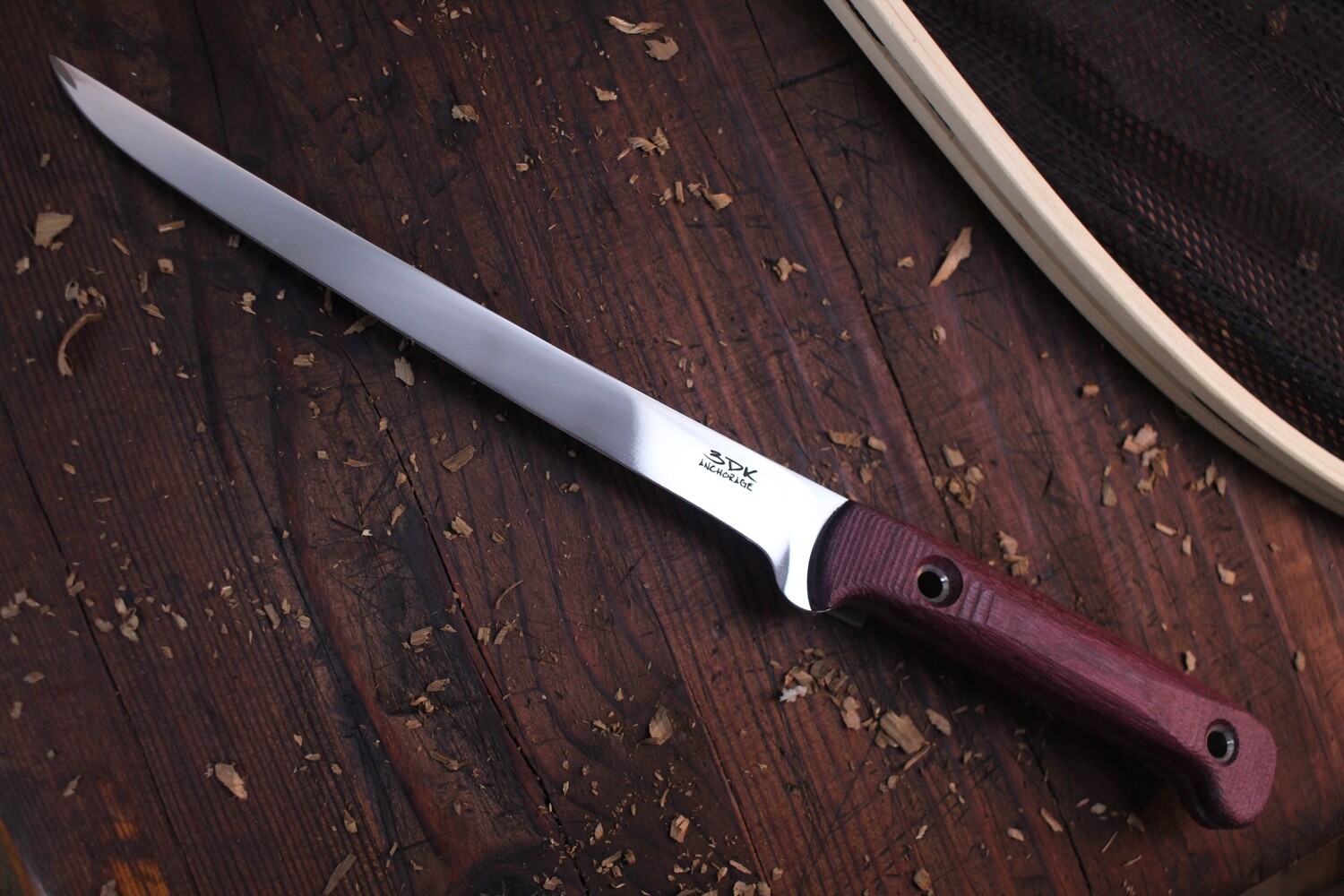 3DK Fisher 8&quot; Fillet Knife,  Purpleheart Wood
