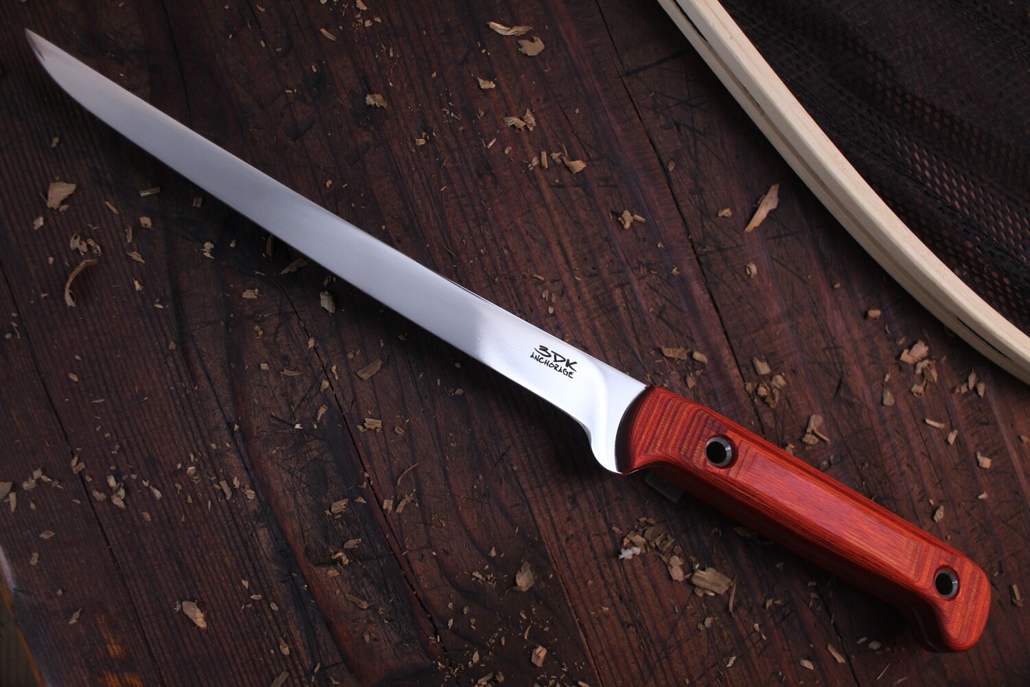 3DK Fisher 8&quot; Fillet Knife,  Orange Dymondwood