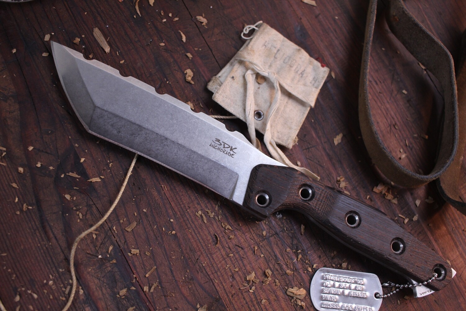3DK Amuk 6&quot; Fixed Tanto Point, Elmax Blade / Wenge Wood