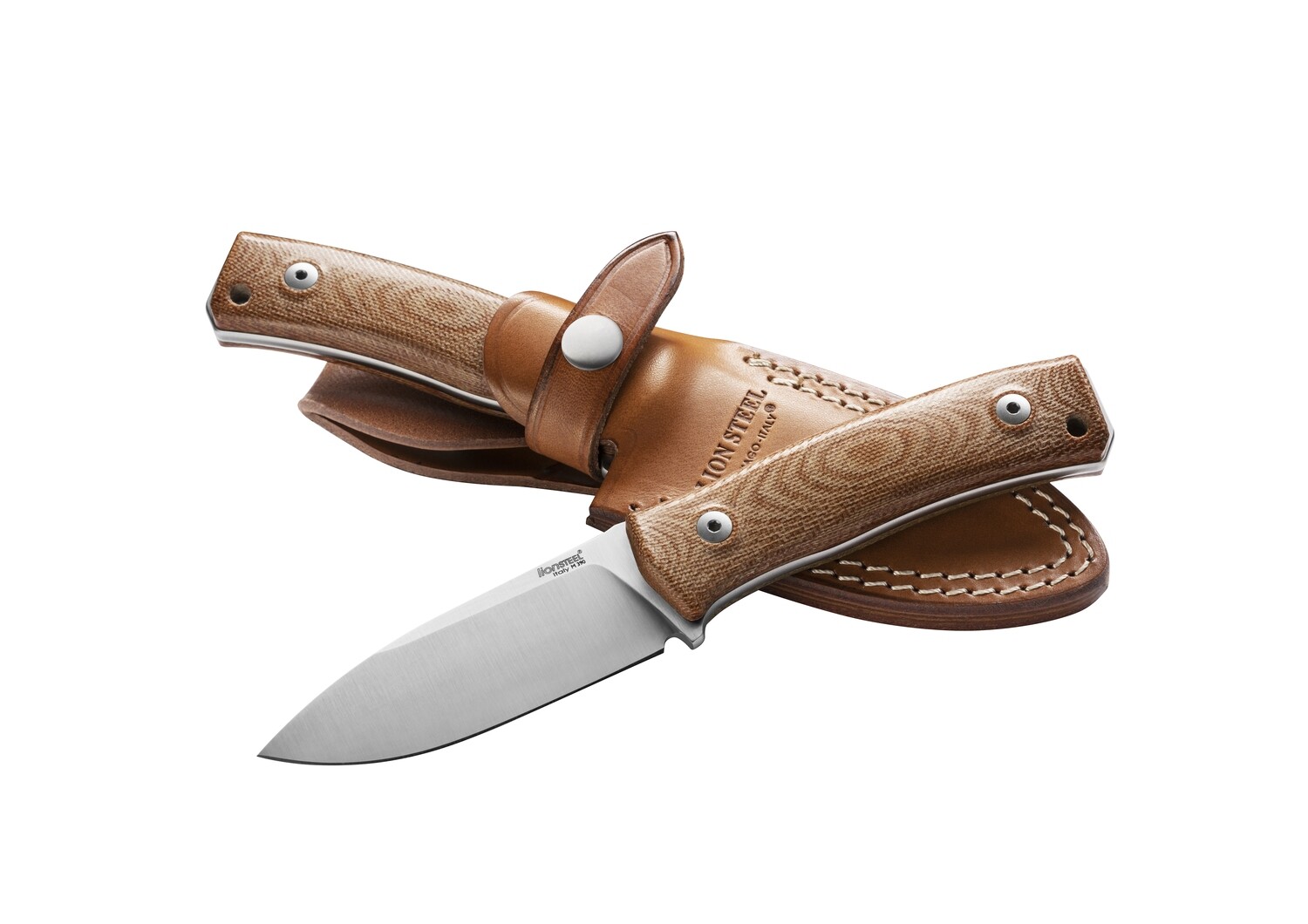 LionSTEEL M4 3.75&quot; Fixed Blade Knife / Natural Canvas Micarta / Satin M390 Steel