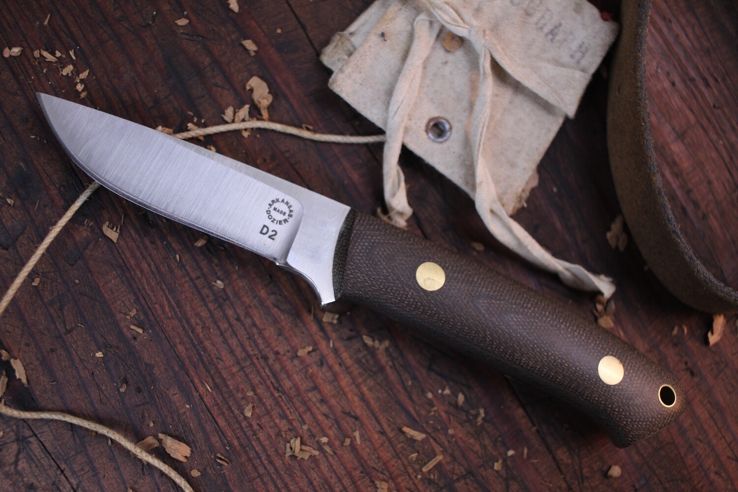 Dozier K-22 Buffalo River Hunter 3.75&quot; Fixed Blade Knife / Natural Micarta / Satin D2 ( Pre Owned )