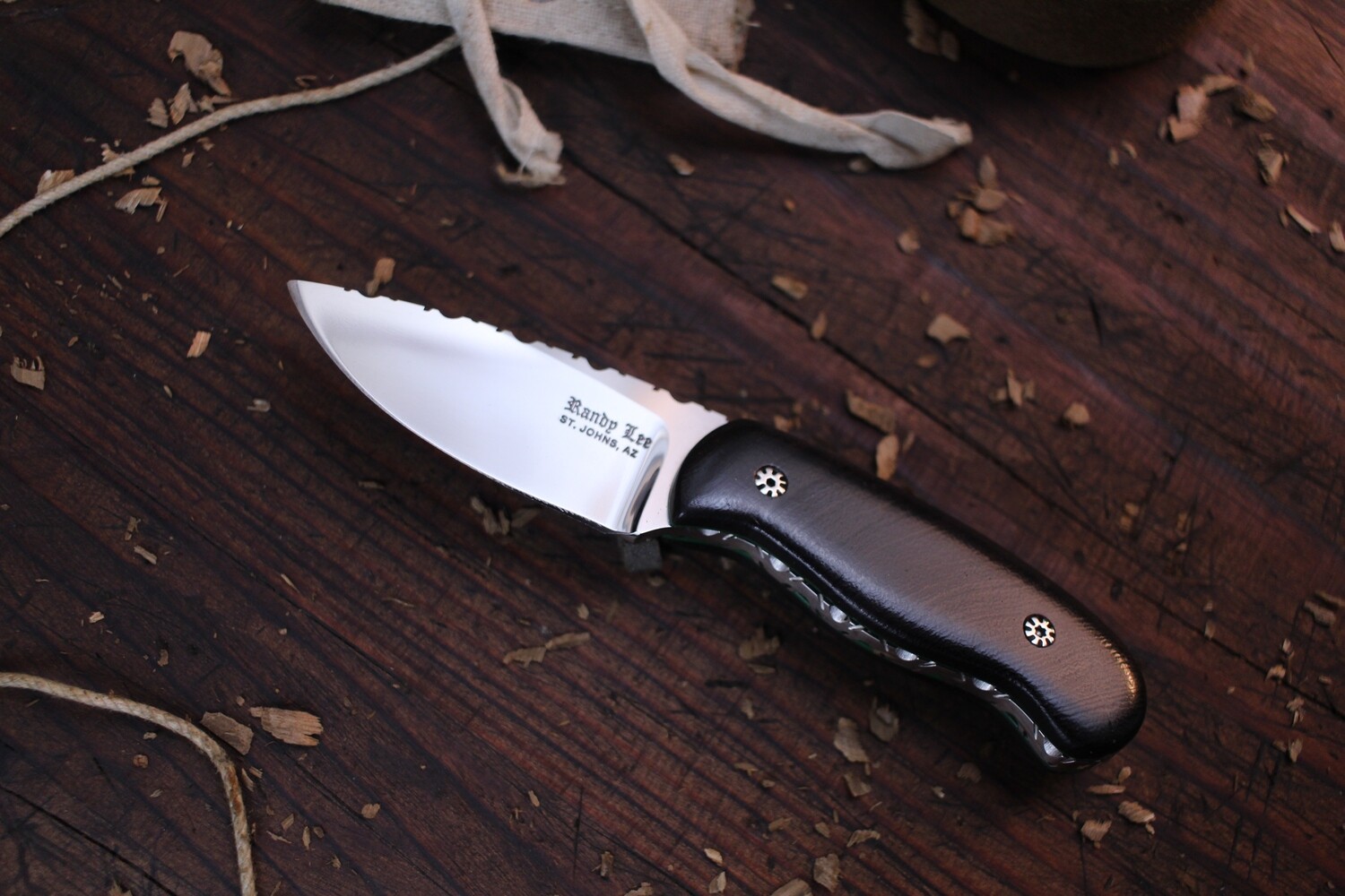 Randy Lee Stubby Skinner 2.25&quot; Fixed Blade Knife / Stabilized Wood / Satin ATS-34 / Hollow Grind