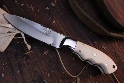 Art Dufour Custom Stabby Sawee 3.75 Fixed Blade / Ivory Micarta / AEB-L