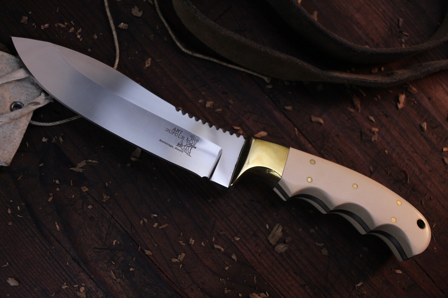 Art Dufour Custom Nessmuk 5.5&quot; Fixed Blade / Ivory Micarta / AEB-L