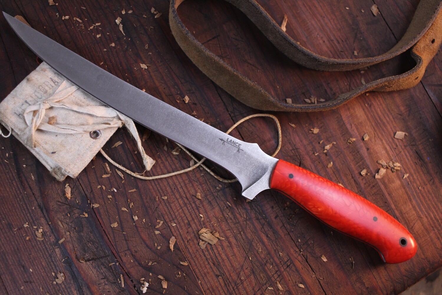 Lucas Lance 8.75&quot; Fillet Knife / Orange Juma / Stone Washed AEB-L