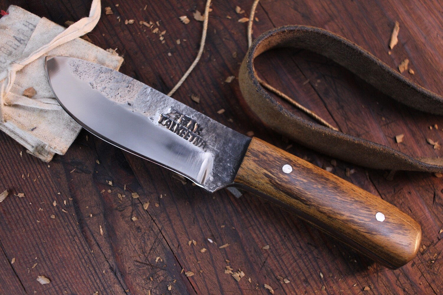 Jeff Owens Custom Beaver Tail 4.5&quot; Fixed Blade / Bocote / 5160 Forge Finish