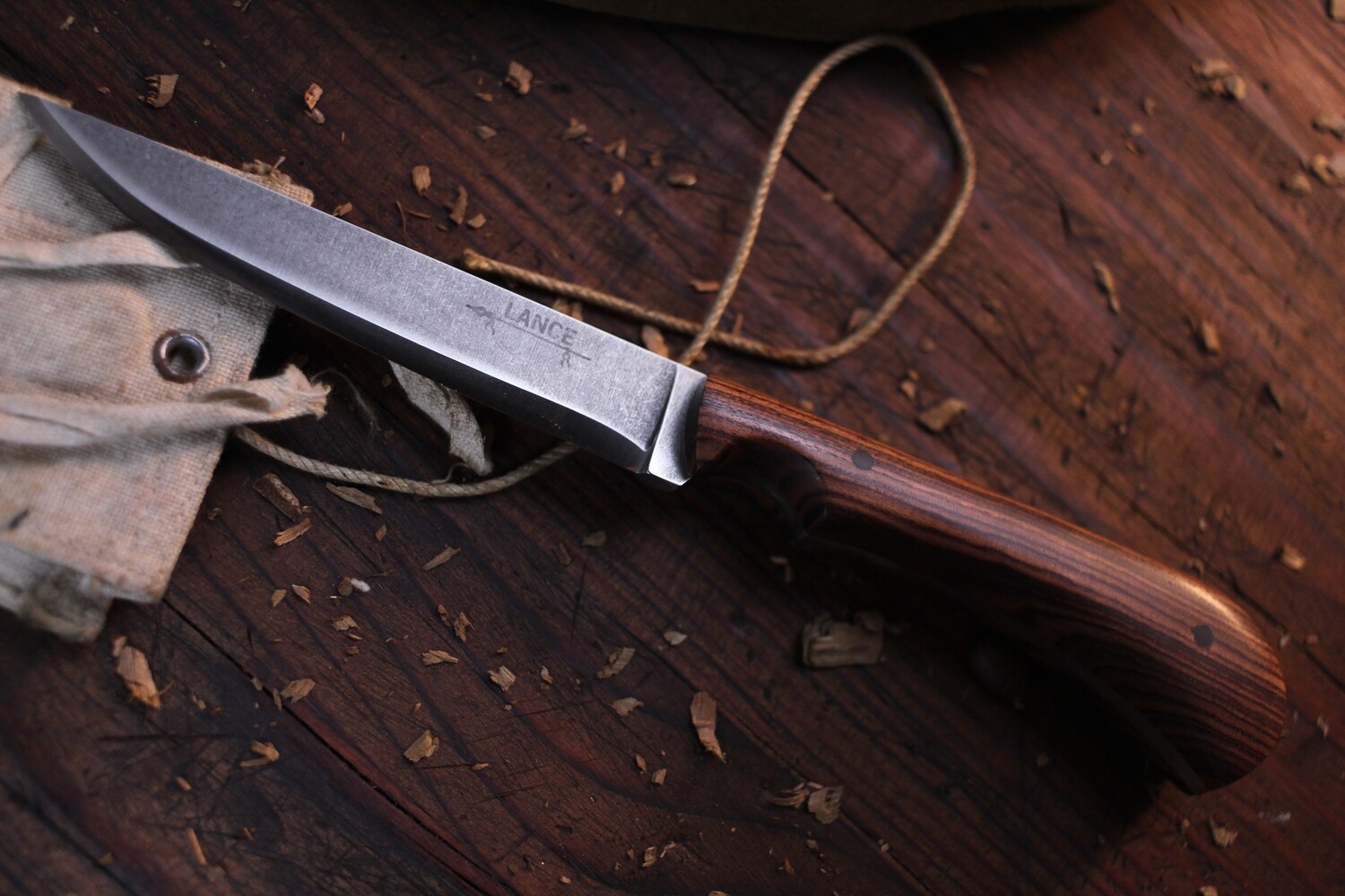Lucas Lance Mini Camp Knife 4&quot; Fixed Blade / Rosewood  / Stone WashAEB-L