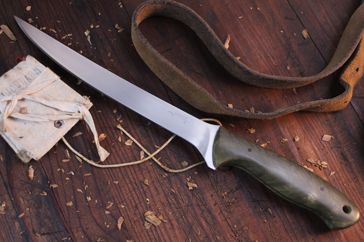 Lucas Lance 8&quot; Fillet Knife / Green Juma / Satin AEB-L