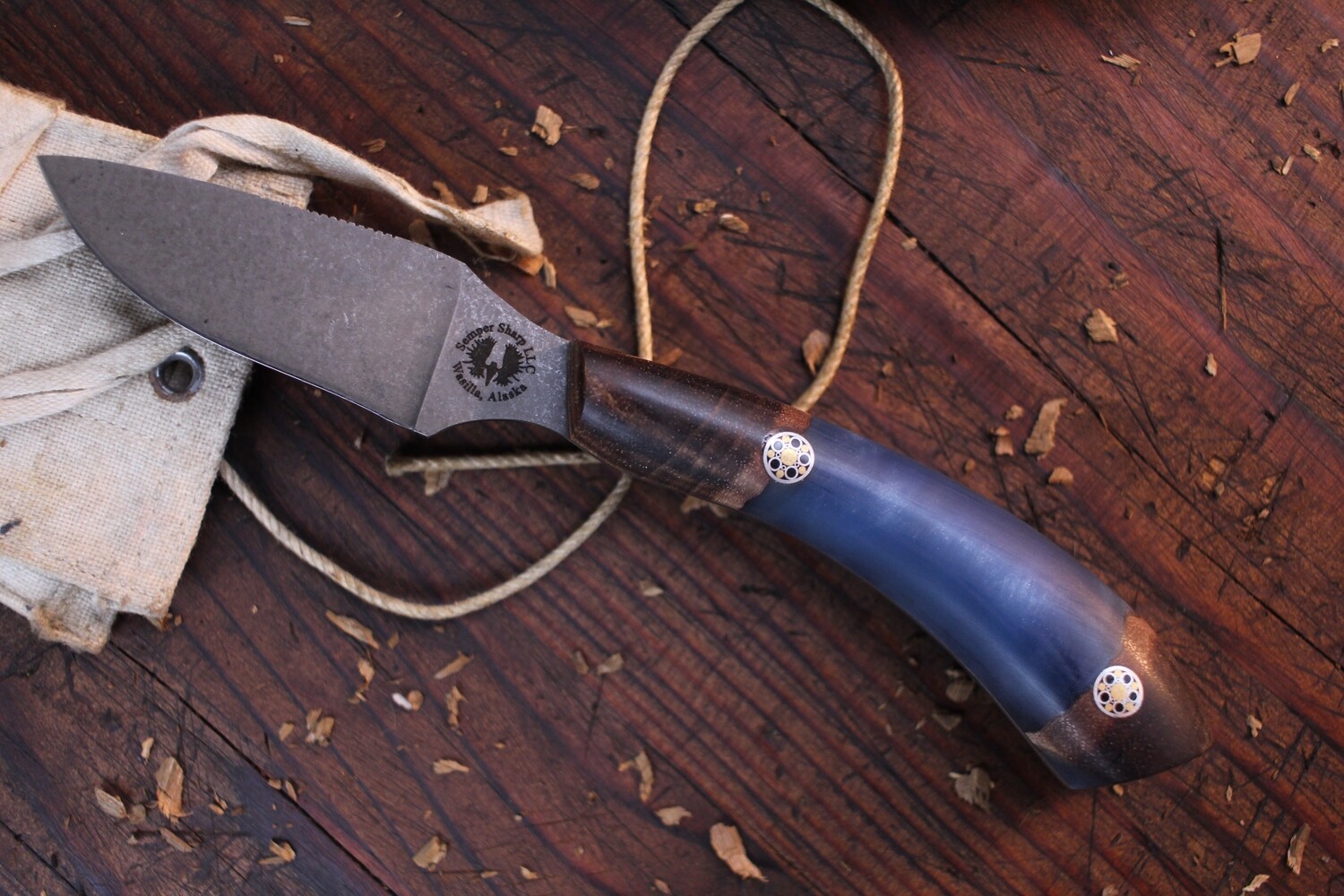 Semper Sharp EDC 2.25&quot; Custom Caper / Stabilized Maple Burl / Stone Washed AEB-L
