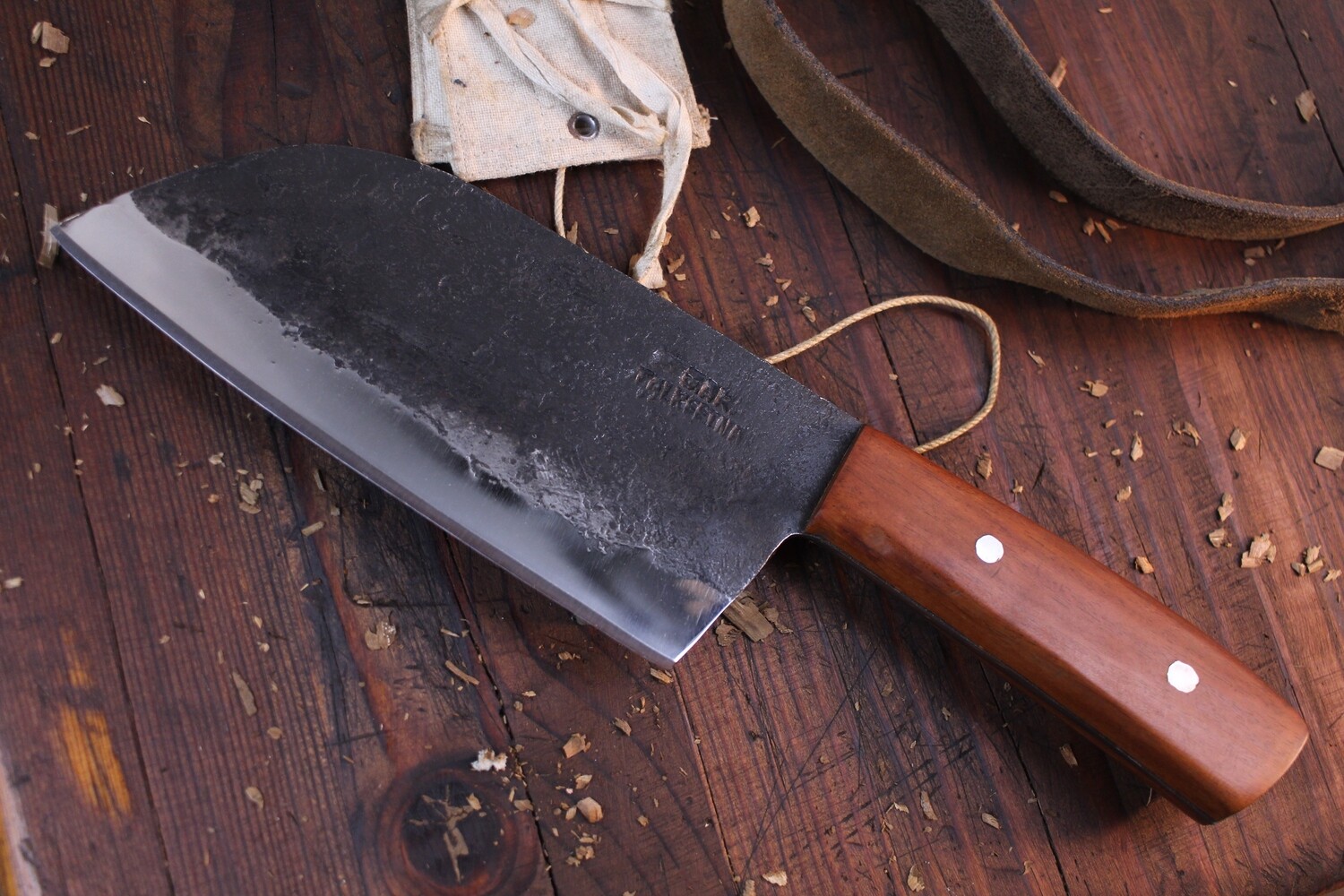 Jeff Owens Custom Serbian Chef 7&quot; Fixed Blade / Wood / 5160 Forge Finish
