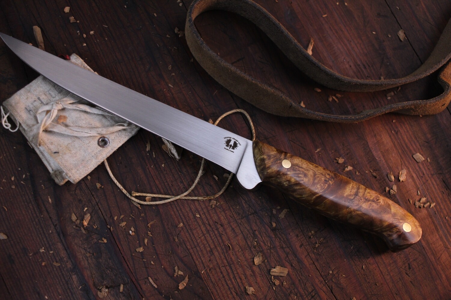 Semper Sharp Northern Knives Exclusive 7.25&quot; Fillet / Stabilized Maple Burl / Satin CPM-154