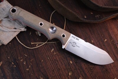 White River Knives FC4 Firecraft 4" Fixed Blade Knife / Green Canvas Micarta / Stonewashed S35VN