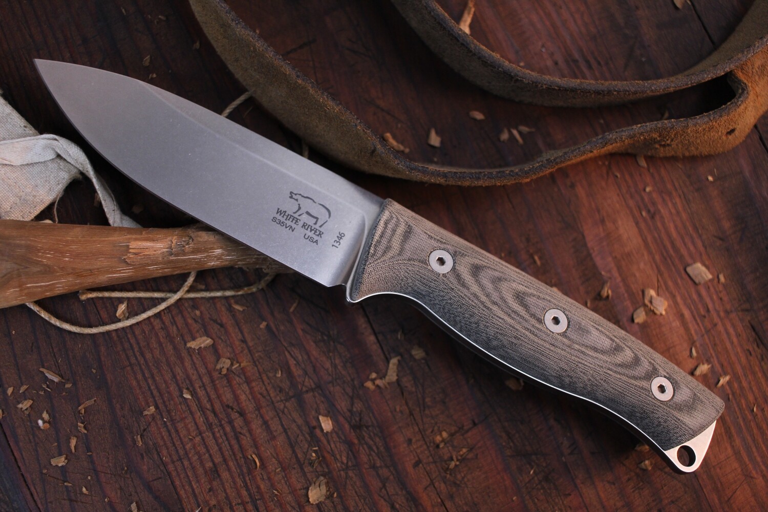 White River Knives Ursus 45 4.5&quot; Fixed Blade Knife / Canvas Micarta / Stonewashed S35VN