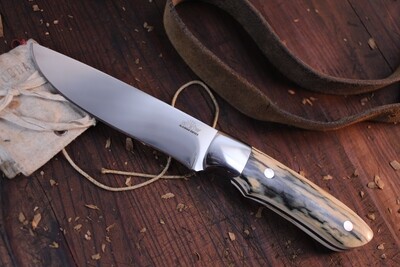 M&W Alaskan Knives Moose Hunter 5" Fixed Blade / Mammoth Ivory / Polished N690
