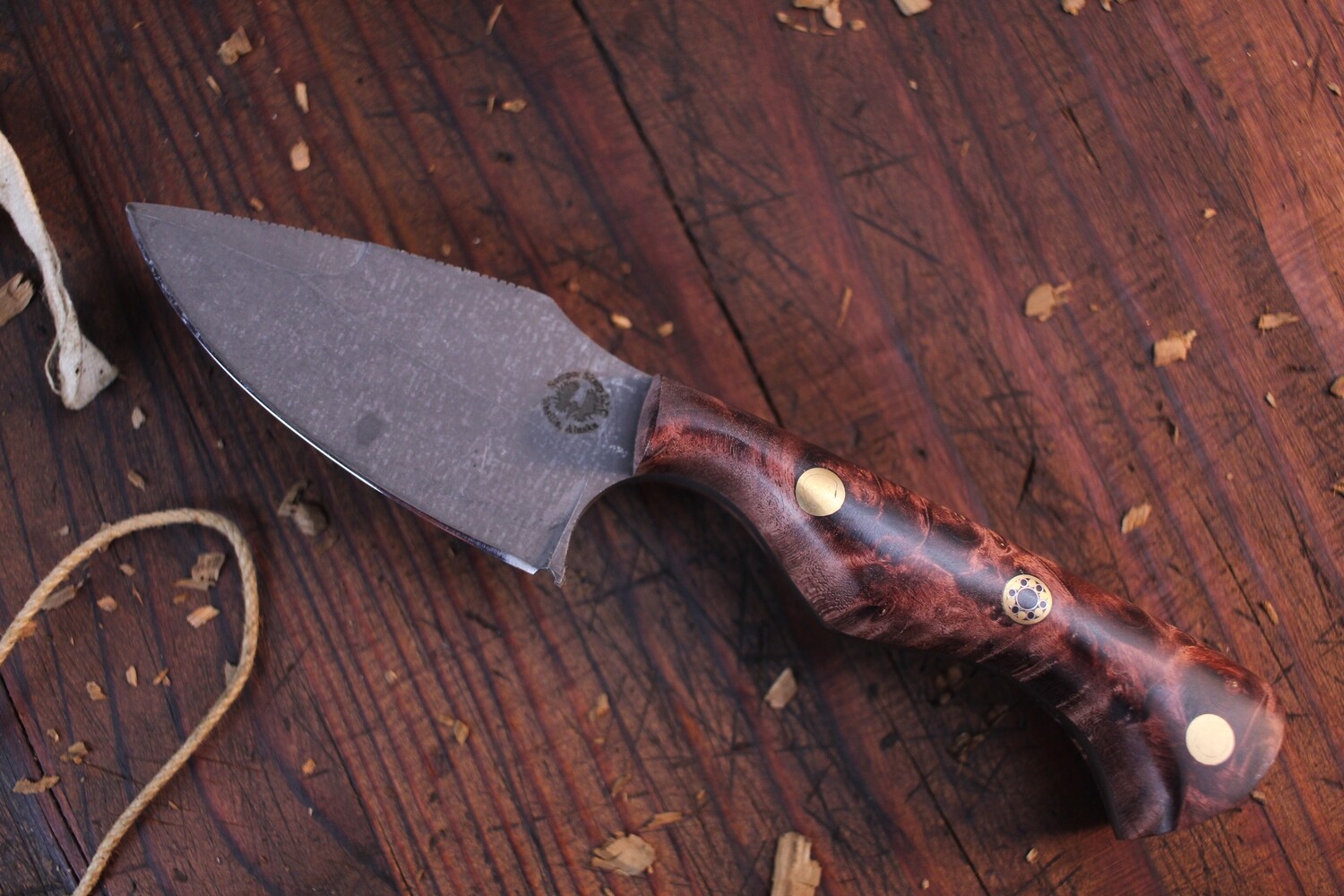 Semper Sharp Honey Badger 3&quot; EDC Fixed Blade / Maple Burl / Stonewashed Nitro V
