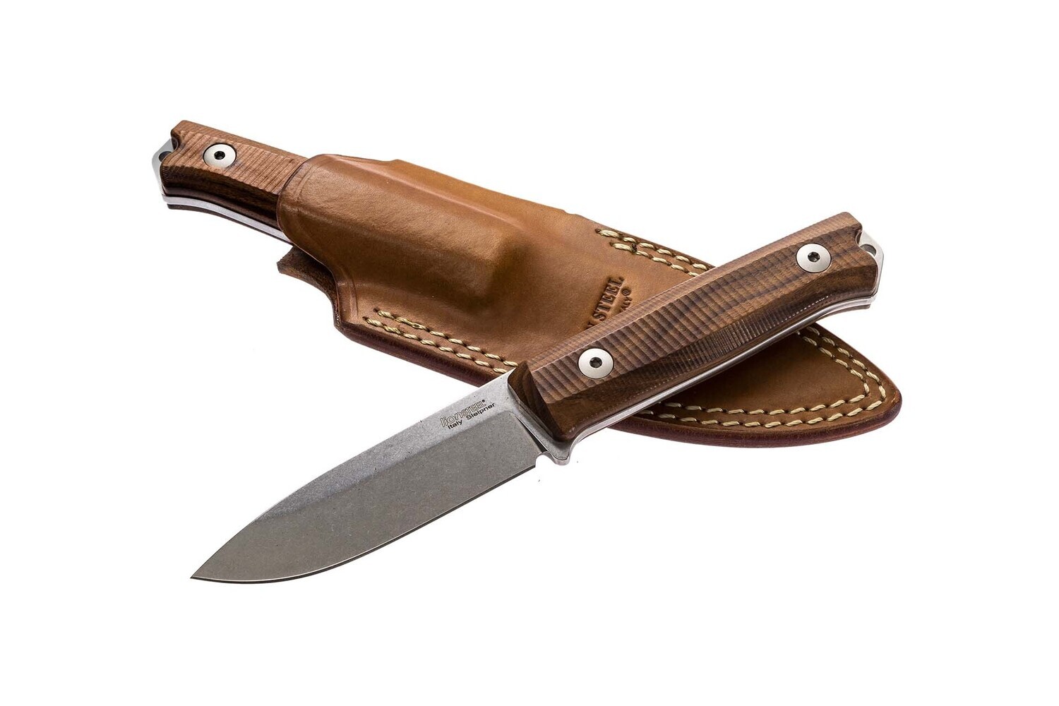 LionSTEEL B40 4&quot; Fixed Blade Knife / Santos Wood / Stonewash Sleipner Steel